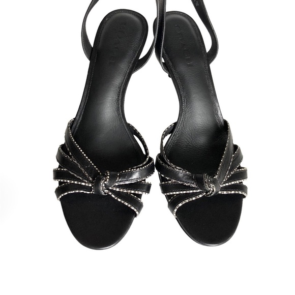 Coach Meg Black Leather Ankle Strap Heeled Sandals Women’s Size 10B - Picture 3 of 9
